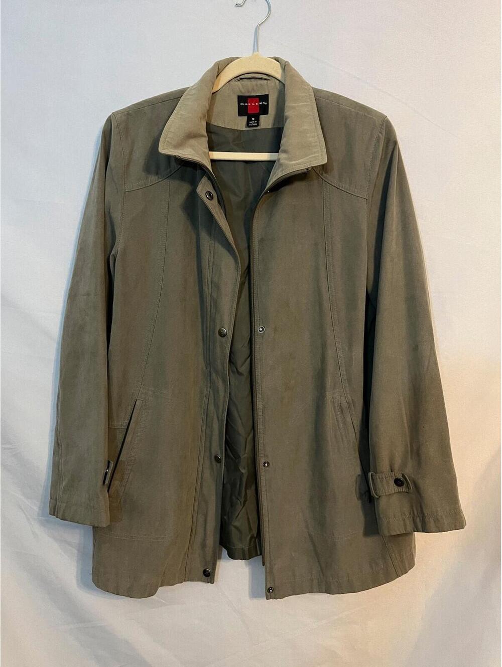 Gallery Men’s Gray Suede Jacket Full Zip Snap Front Lightweight Size Medium